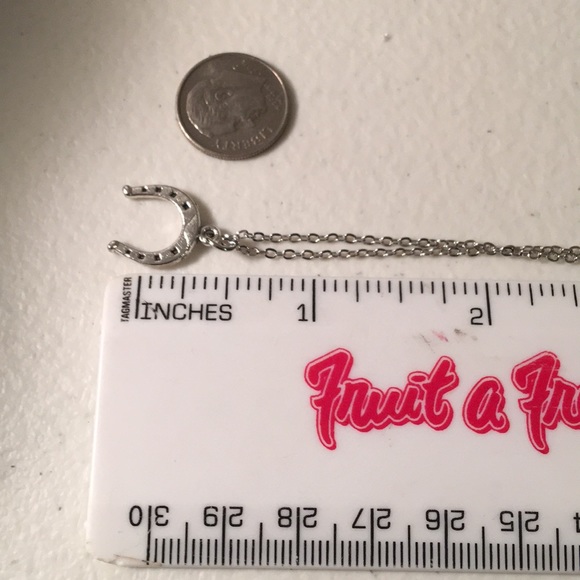 Horseshoe Lucky Necklace. Silver Tone - Picture 2 of 3